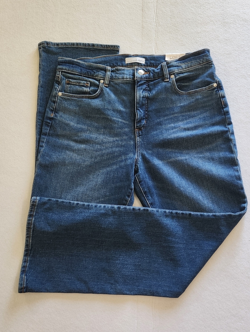 LOFT Medium Wash Blue High Rise Boot Cut Jeans Size 14 Petite